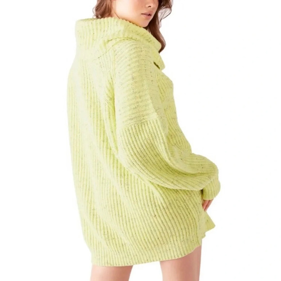 Free People Leo Tunic Cowl-Neck Yellow Confetti Knit Sweater - Picture 2 of 16